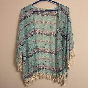 2/20 Aztec Print Open Front Kimono / Shawl - Women’s Small